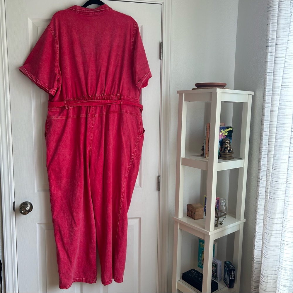 Skies are Blue curvy red denim jumpsuit size 2x - Picture 6 of 7